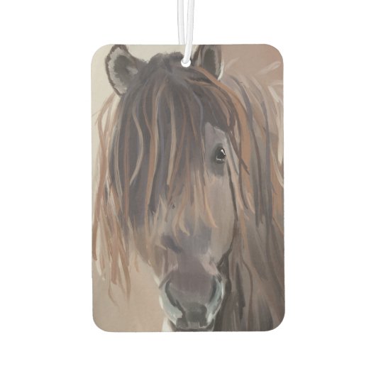 Moderne verf van een bruin paard luchtverfrisser (Achterkant)