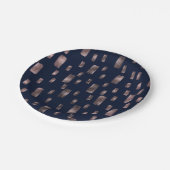 Moderne Verfborstel Roze Goud & Marine Blauwe Schi Papieren Bordje (Gekanteld)