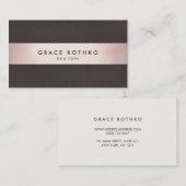 Moderne, verfijnde donkerbruine Roos Gold Stripe Visitekaartje (Voorkant / Achterkant)