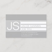 Moderne verfijnde geometrische monogram grijs visitekaartje (Voorkant)