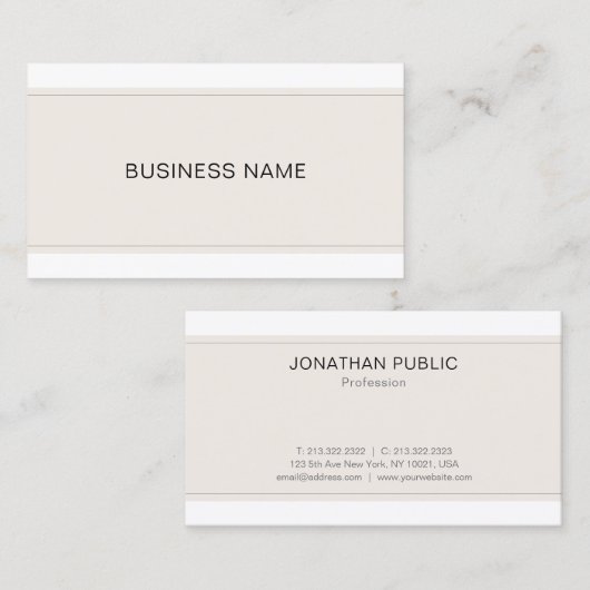 Moderne verfijnde minimalistische trendy vlakte visitekaartje (Voorkant / Achterkant)