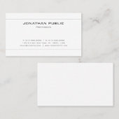 Moderne verfijnde minimalistische witte vlakte visitekaartje (Voorkant / Achterkant)