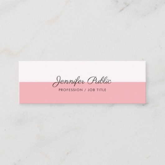 Moderne verfijnde Roze Schone Duidelijke Trending Mini Visitekaartje (Voorkant)