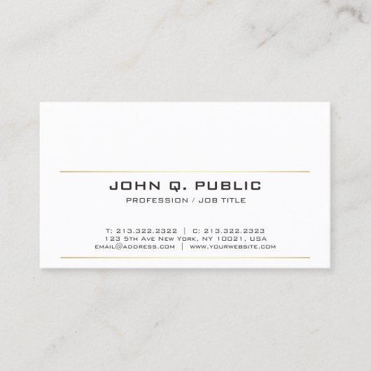 Moderne verfijnde strakke effen gouden strepen visitekaartje (Voorkant)