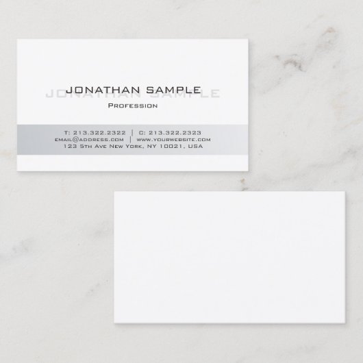 Moderne, verfijnde zilverwitte vlek Trendy Visitekaartje (Voorkant / Achterkant)