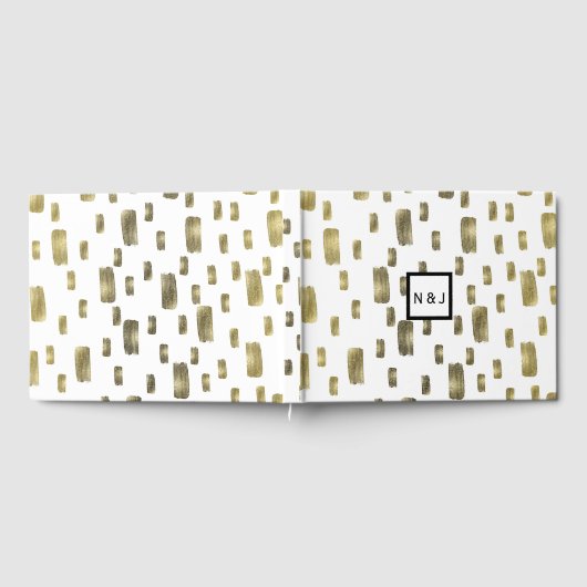 Moderne verfkwast goud koper brons glans gastenboek (Volledig)