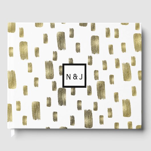 Moderne verfkwast goud koper brons glans gastenboek (Voorkant)