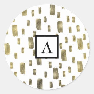 Moderne verfkwast goud koper brons glans ronde sticker