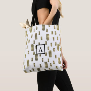 Moderne verfkwast Goud Koper Brons Glans Tote Bag