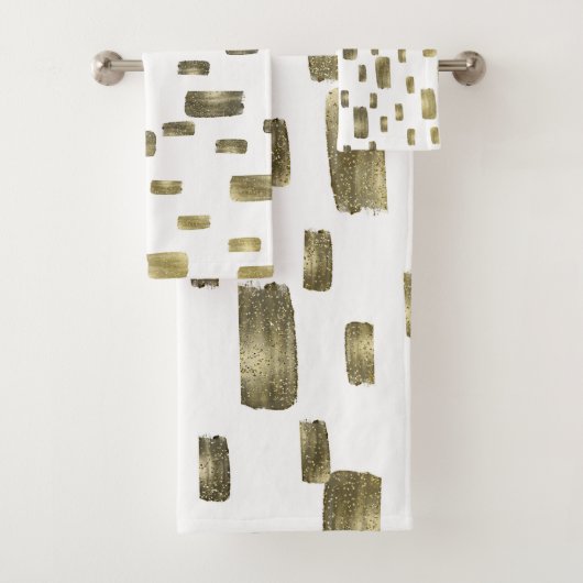 Moderne verfkwast Goud Koper Brons Glitter Bad Handdoek (Insitu)