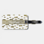 Moderne verfkwast Goud Koper Brons Glitter Bagagelabel (Achterkant horizontaal)