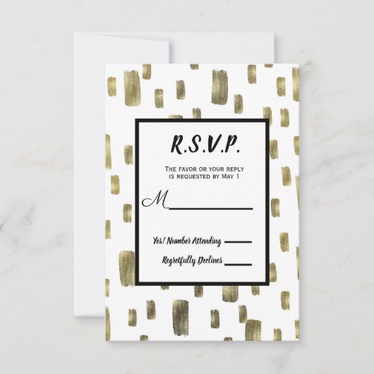 Moderne verfkwast goud koper brons RSVP antwoord (Voorkant)