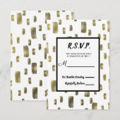 Moderne verfkwast goud koper brons RSVP antwoord (Voorkant / Achterkant)