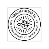 Moderne verfkwast in hand aangepast zakelijk adres rubberstempel (Afrduk)