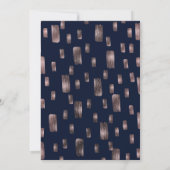 Moderne verfkwast roze goud & marineblauwe bruilof kaart (Achterkant)