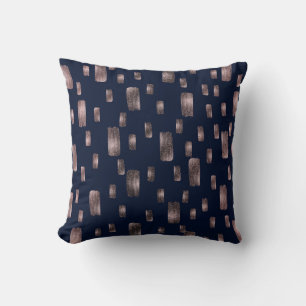 Moderne verfkwast Roze goud & marineblauwe glitter Kussen
