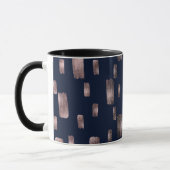 Moderne verfkwast Roze Goud & Navy Blauwe Glitters Mok (Links)