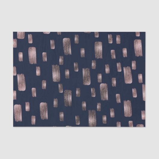 Moderne verfkwast Roze Goud & Navy Blauwe Glitters Tissuepapier (Voorkant)