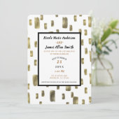 Moderne verfpenseel goudkoper Bronze bruiloft Kaart (Staand voorkant)