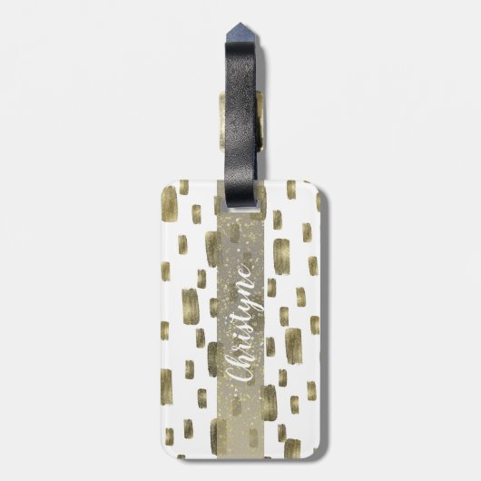 Moderne verfpenseel goudkoper Bronze Sparkle Bagagelabel (Achterkant verticaal)