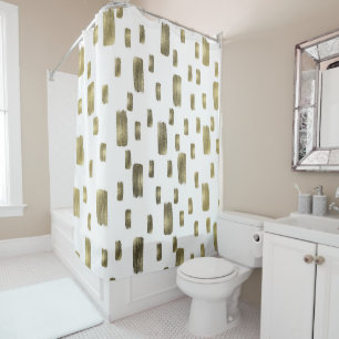 Moderne verfpenseel goudkoper Bronze Sparkle Douchegordijn
