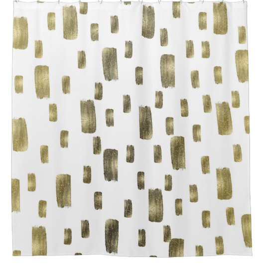 Moderne verfpenseel goudkoper Bronze Sparkle Douchegordijn (Voorkant)