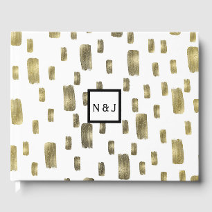 Moderne verfpenseel goudkoper Bronze Sparkle Gastenboek