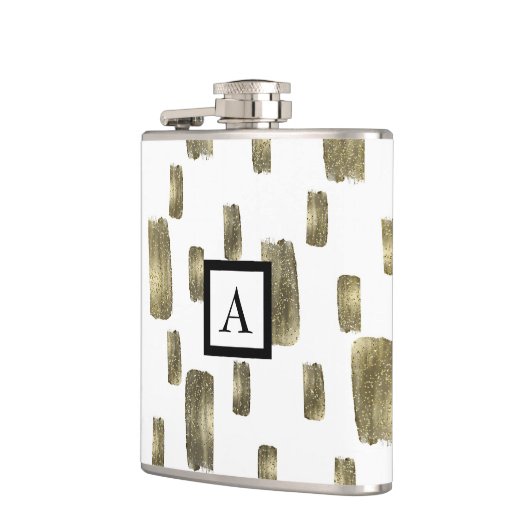 Moderne verfpenseel goudkoper Bronze Sparkle Heupfles (Links)