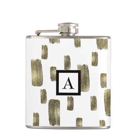 Moderne verfpenseel goudkoper Bronze Sparkle Heupfles (Voorkant)