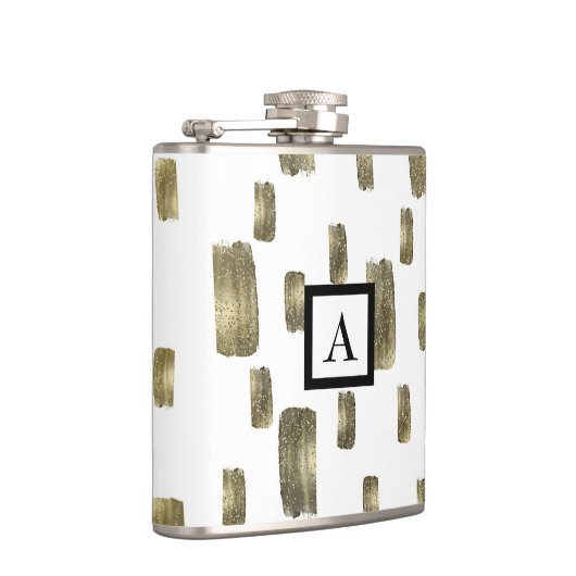 Moderne verfpenseel goudkoper Bronze Sparkle Heupfles (Rechts)