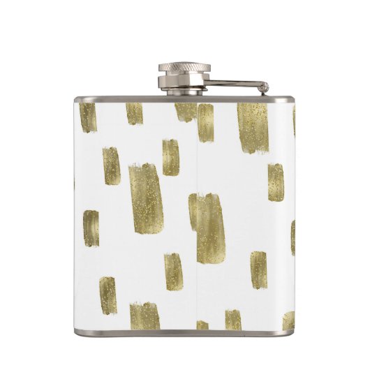 Moderne verfpenseel goudkoper Bronze Sparkle Heupfles (Achterkant)