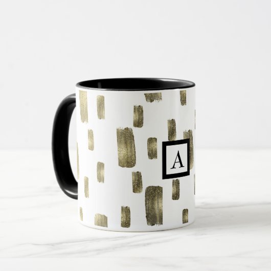 Moderne verfpenseel goudkoper Bronze Sparkle Mok (Voorkant links)