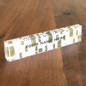 Moderne verfpenseel goudkoper Bronze Sparkle Naambordje (Zijkant)