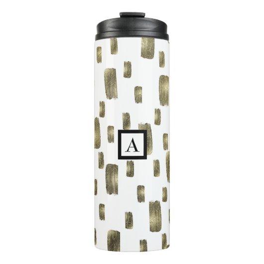 Moderne verfpenseel goudkoper Bronze Sparkle Thermosbeker (Voorkant)