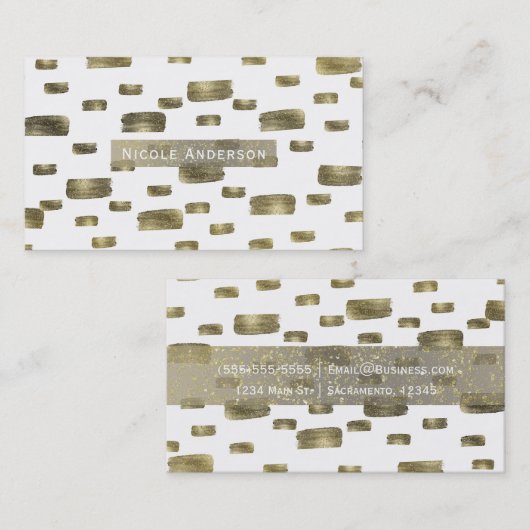 Moderne verfpenseel goudkoper Bronze Sparkle Visitekaartje (Voorkant / Achterkant)