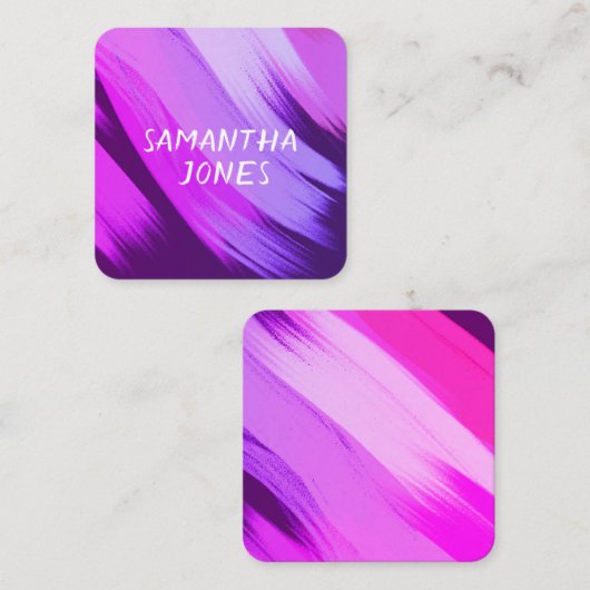 moderne verfslag abstract ontwerp paars vierkante visitekaartje (Voorkant / Achterkant)
