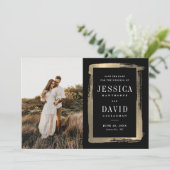 Moderne Vergulde Lijst Foto Bruiloft Save The Date (Staand voorkant)