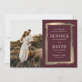 Moderne Vergulde Lijst Foto Huwelijk Save The Date