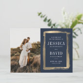 Moderne Vergulde Lijst Foto Huwelijk Save The Date (Staand voorkant)