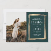 Moderne Vergulde Lis Foto Bruiloft Save The Date (Voorkant)