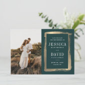 Moderne Vergulde Lis Foto Bruiloft Save The Date (Staand voorkant)