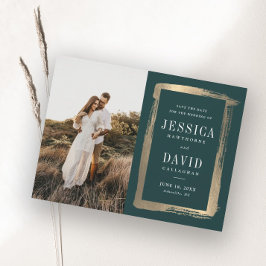 Moderne Vergulde Lis Foto Bruiloft Save The Date