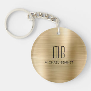 Moderne Vergulde Monogram Sleutelhanger