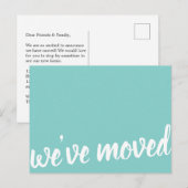 Moderne Verhuis Uitnodiging in Turquoise (Voorkant / Achterkant)