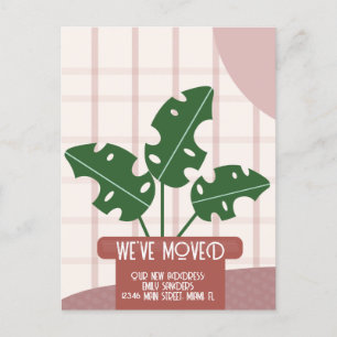 Moderne Verhuisde NIEUW THUIS Adres Huisplant Briefkaart