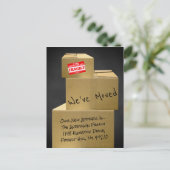 Moderne verhuisdozen Nieuw adres Aankondigingskaart (Staand voorkant)