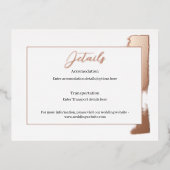 Moderne verijdelde bruiloft details bijsluiter kaa folie uitnodiging briefkaart (Voorkant)