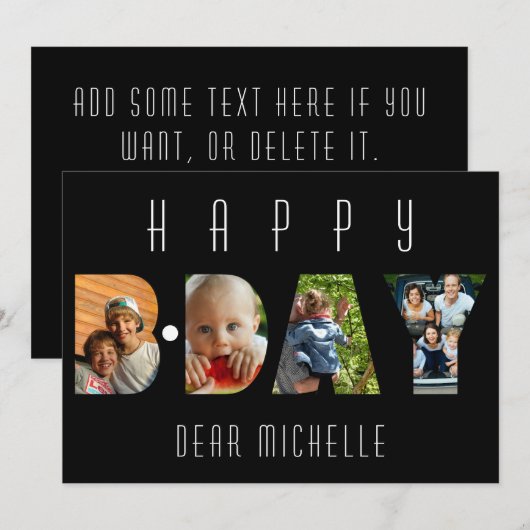 Moderne verjaardag 4 Foto Collage Persoonlijke Kaa (Voorkant / Achterkant)
