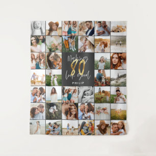 Moderne verjaardag 80 multi foto wandkleed