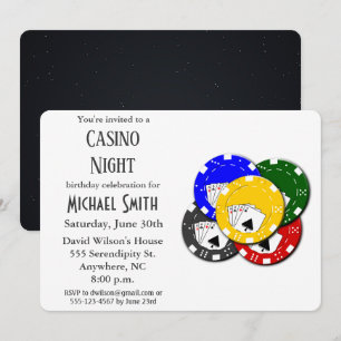 Moderne verjaardag Casino Poker Night Kaart